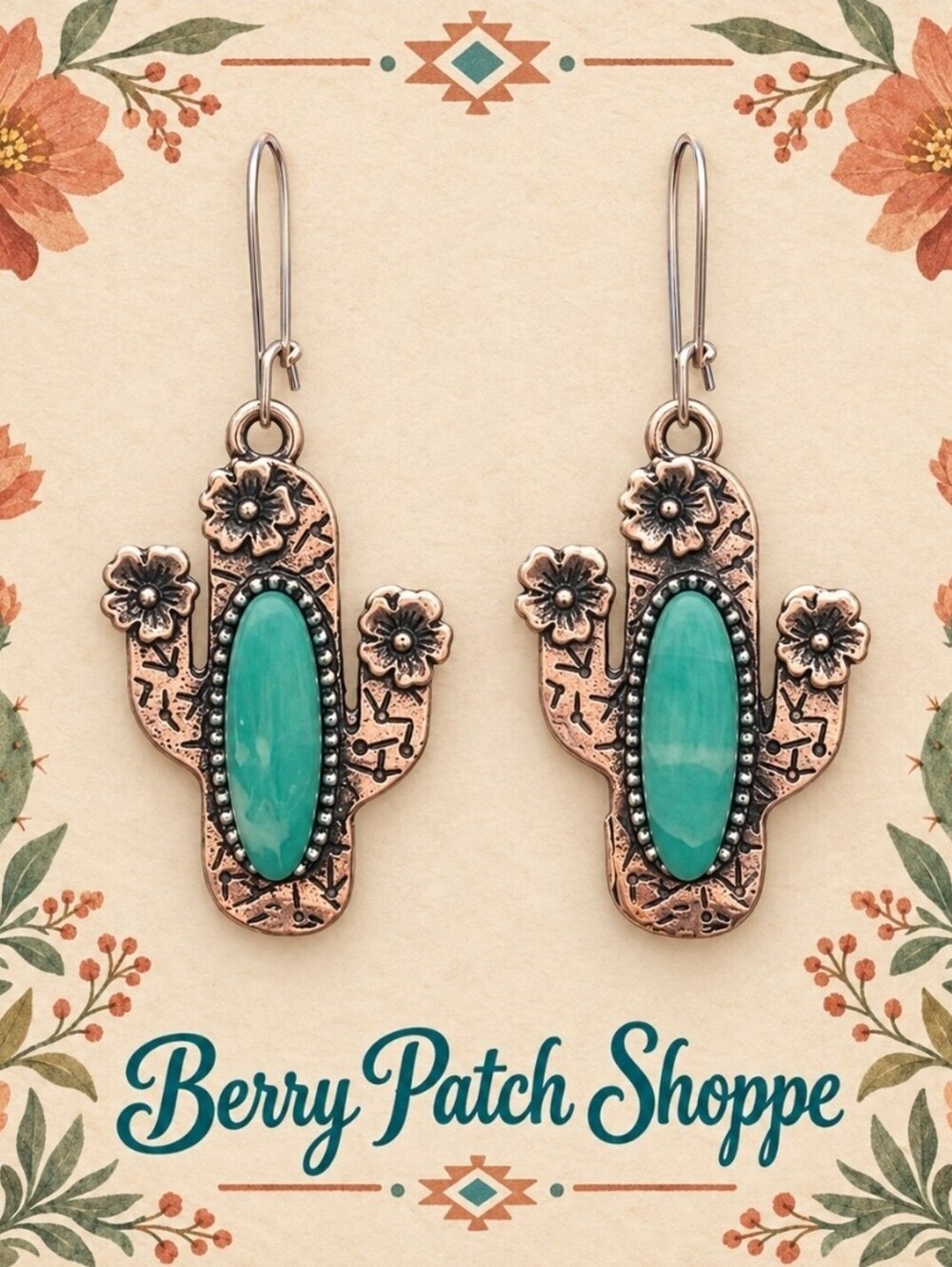 Desert Bloom Arizona Cactus Rose Succulent Boho Earrings